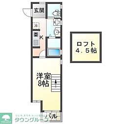 ハナコハウス 1Kの間取図画像