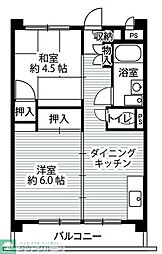 ビレッジハウス向台タワー 2DKの間取図画像