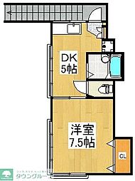 第七泉荘 1DKの間取図画像