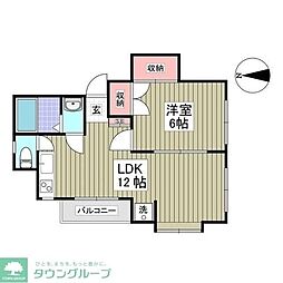 ハイマート小平 2DKの間取図画像
