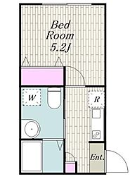 仮称）川崎区渡田新町2丁目新築計画 2階1Kの間取り