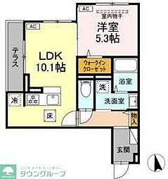 Ｄ Ｐａｉｎａ 上平間　I 1階1LDKの間取り