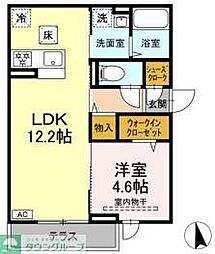 Ｄ Ｐａｉｎａ 上平間　I 1階1LDKの間取り