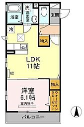 ヴェールヴィラ 1階1LDKの間取り