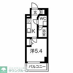 クラリッサ川崎ルーナ 4階1Kの間取り