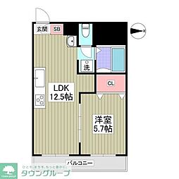 アレグレットフレール 403 4階1Kの間取り