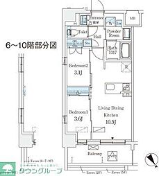 エル・セレーノ横浜 2LDKの間取図画像