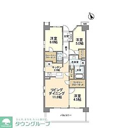 プラウド川崎矢向 3LDKの間取図画像