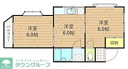 ハイコーポ川崎 2DKの間取図画像
