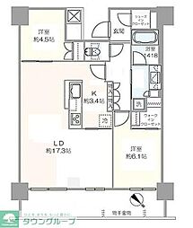 リヴァリエB棟 2LDKの間取図画像