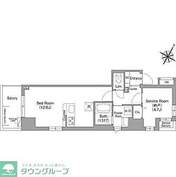 コンフォリア・リヴ関内 ワンルームの間取図画像