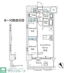 エル・セレーノ横浜 2LDKの間取図画像