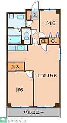 ブルータウン小倉 2LDKの間取図画像