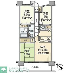 レックス川崎ピラーズコート 2LDKの間取図画像