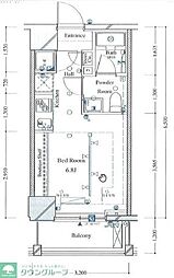ARTESSIMOLINKDISERA ワンルームの間取図画像