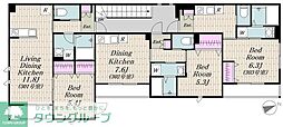 仮称)大森北6丁目計画 1Kの間取図画像