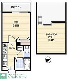 ファーストサウザン 1Kの間取図画像