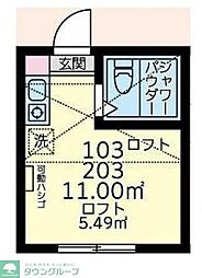 ユナイト小田ジャッキーリボルバー ワンルームの間取図画像