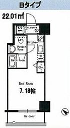 ドールマウスタワー ワンルームの間取図画像