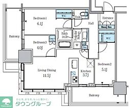 大崎ステーションレジデンス 3LDKの間取図画像