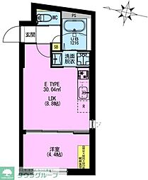 ADORE URBAN大森町A 1LDKの間取図画像