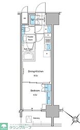 ルフォンプログレ西大井プレミア 1DKの間取図画像