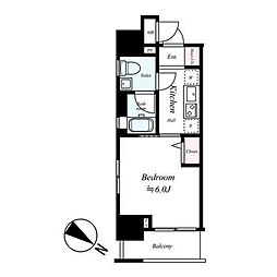 リクレイシア・コルテ川崎元木 1Kの間取図画像