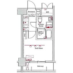エクセリア川崎 1Kの間取図画像