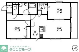 メゾンベールFuji 2LDKの間取図画像