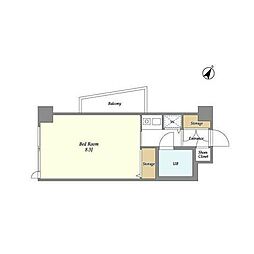 オーキッドレジデンス武蔵小杉 2階ワンルームの間取り