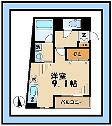 JR南武線 中野島駅 徒歩3分の賃貸マンション 3階ワンルームの間取り