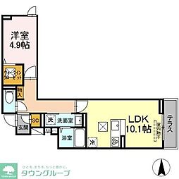 germer元住吉〜ジェルメモトスミヨシ〜 1階1LDKの間取り