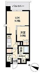 オープンブルーム二子 2階1LDKの間取り