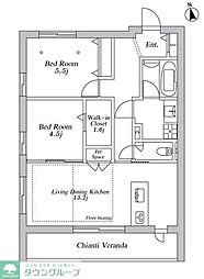 川崎市多摩区登戸マンション 2LDKの間取図画像