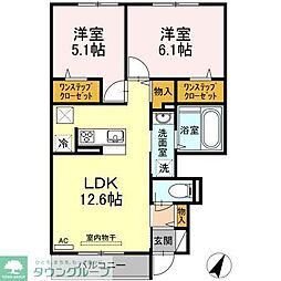 メゾンドプリュネA 2LDKの間取図画像