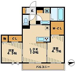 グレースハイム和光 2LDKの間取図画像