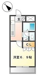 フルール・ド・スリジェ 1Kの間取図画像
