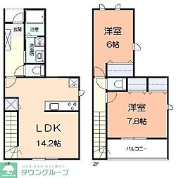 川崎市宮前区平5丁目アパート 2LDKの間取図画像
