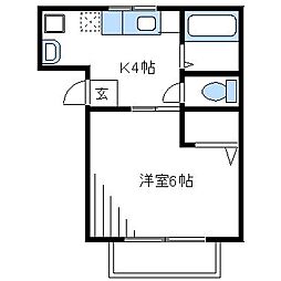 クレスト桐里 1DKの間取図画像