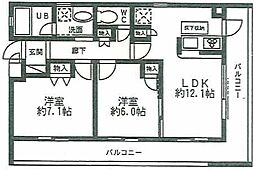 サンクステージ梶ヶ谷 2LDKの間取図画像