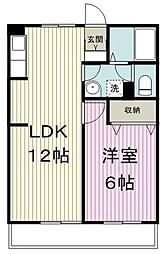 クレール鷺沼 1LDKの間取図画像