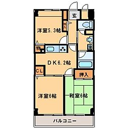 パークヒルズ鷺沼弐番館 3DKの間取図画像