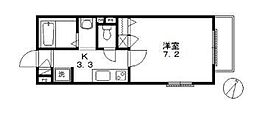 デュールメゾン末長 1Kの間取図画像