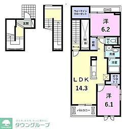 グランデイースト 2LDKの間取図画像