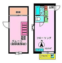 コスモタウン3 1Kの間取図画像