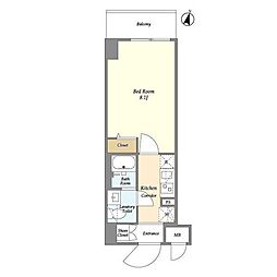 JR東海道本線 平塚駅 徒歩8分の賃貸マンション 8階1Kの間取り