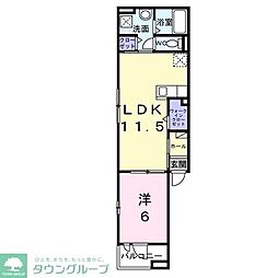 JR東海道本線 鴨宮駅 徒歩13分の賃貸アパート 3階1LDKの間取り