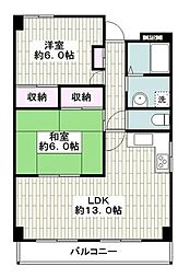 キャトルセゾン鎌倉 2LDKの間取図画像