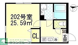 サニーブリーズ逗子 1Kの間取図画像