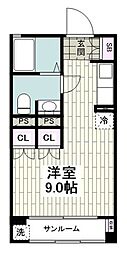 ハイム渚 ワンルームの間取図画像